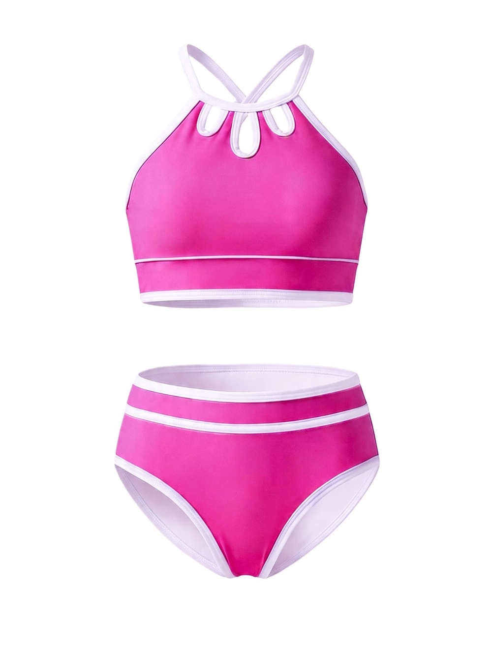 Kids High-Neck Two-Piece Swimsuit - Pink by